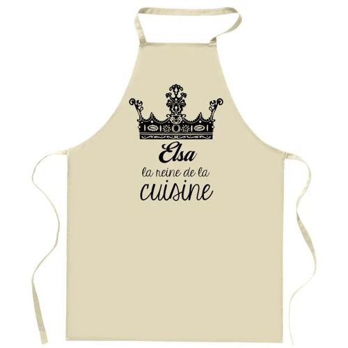 Planetee Tablier Elsa Reine De La Cuisine | Cadeau Original Prénom Pour Cuisinière | Vêtement Blouse Protection Pour Cuisine