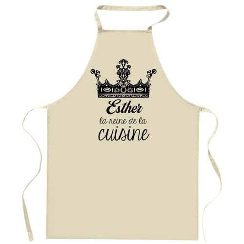 Planetee Tablier Esther Reine De La Cuisine | Cadeau Original Prénom Pour Cuisinière | Vêtement Blouse Protection Pour Cuisine