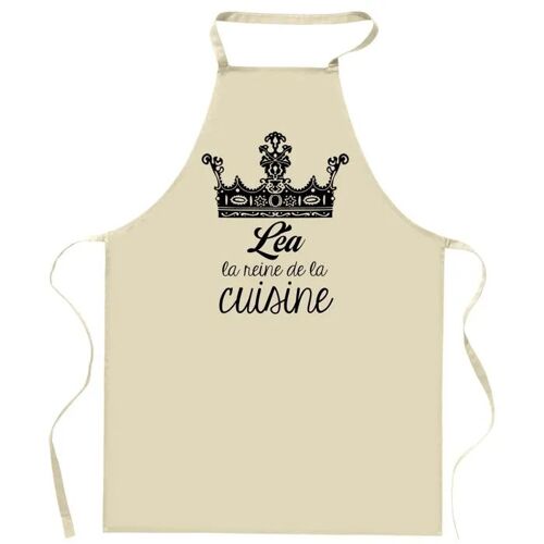 Planetee Tablier Léa Reine De La Cuisine | Cadeau Original Prénom Pour Cuisinière | Vêtement Blouse Protection Pour Cuisine