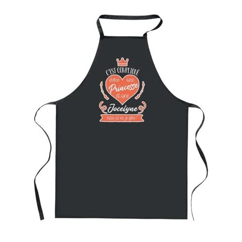 Planetee Tablier De Cuisine Noir Jocelyne Princesse ¿ Cadeau Femme, Barbecue, Jardinage, Tâches Ménagères