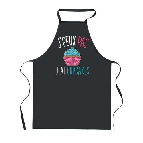 Planetee Tablier De Cuisine Noir J'peux Pas Cupcakes ¿ Cadeau Femme, Homme, Barbecue, Jardinage, Tâches Ménagères