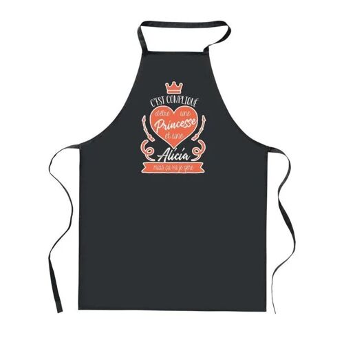 Planetee Tablier De Cuisine Noir Alicia Princesse ¿ Cadeau Femme, Barbecue, Jardinage, Tâches Ménagères