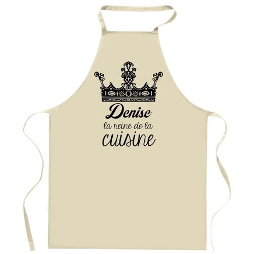 Planetee Tablier Denise Reine De La Cuisine | Cadeau Original Prénom Pour Cuisinière | Vêtement Blouse Protection Pour Cuisine