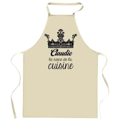 Planetee Tablier Claudie Reine De La Cuisine | Cadeau Original Prénom Pour Cuisinière | Vêtement Blouse Protection Pour Cuisine