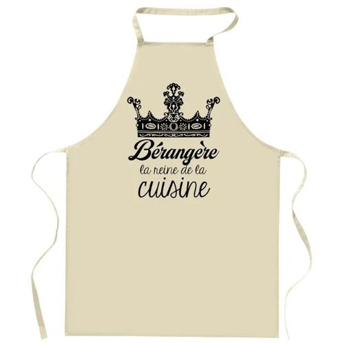 Planetee Tablier Bérangère Reine De La Cuisine | Cadeau Original Prénom Pour Cuisinière | Vêtement Blouse Protection Pour Cuisine
