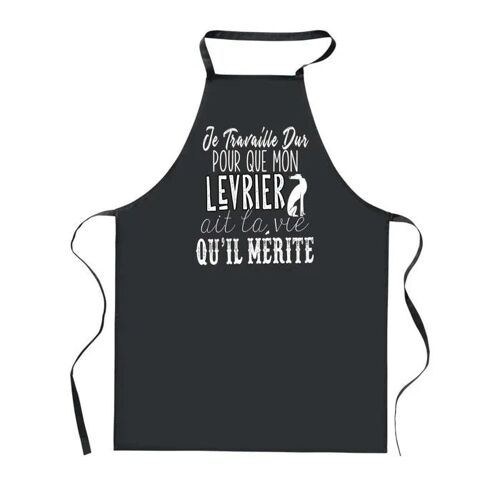Planetee Tablier De Cuisine Noir Lévrier Travailler Dur Pour Mon Chien ¿ Cadeau Femme, Homme, Barbecue, Jardinage, Tâches Ménagères