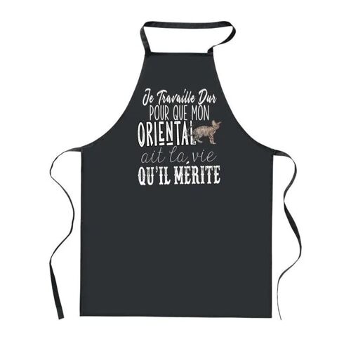 Planetee Tablier De Cuisine Noir Oriental Travailler Dur Pour Mon Chat ¿ Cadeau Femme, Homme, Barbecue, Jardinage, Tâches Ménagères