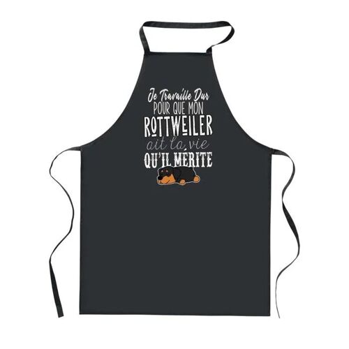Planetee Tablier De Cuisine Noir Rottweiler Travailler Dur Pour Mon ¿ Cadeau Femme, Homme, Barbecue, Jardinage, Tâches Ménagères