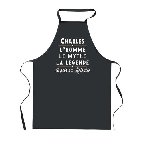 Planetee Tablier De Cuisine Noir Charles Retraite ¿ Cadeau Homme, Barbecue, Jardinage, Tâches Ménagères
