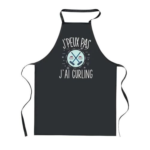 Planetee Tablier De Cuisine Noir J'peux Pas Curling ¿ Cadeau Femme, Homme, Barbecue, Jardinage, Tâches Ménagères