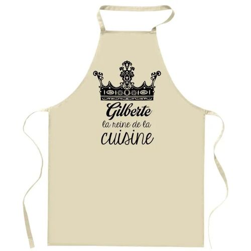 Planetee Tablier Gilberte Reine De La Cuisine | Cadeau Original Prénom Pour Cuisinière | Vêtement Blouse Protection Pour Cuisine