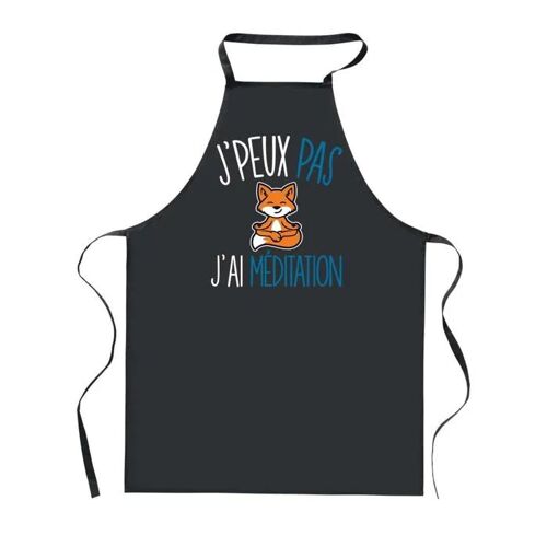 Planetee Tablier De Cuisine Noir J'peux Pas Méditation Renard ¿ Cadeau Femme, Homme, Barbecue, Jardinage, Tâches Ménagères