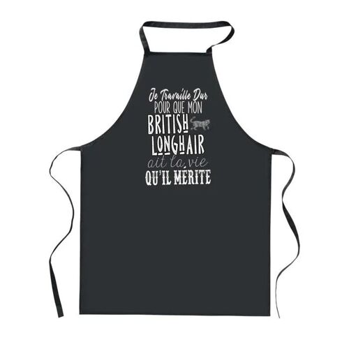 Planetee Tablier De Cuisine Noir British Longhair Travailler Dur Pour ¿ Cadeau Femme, Homme, Barbecue, Jardinage, Tâches Ménagères