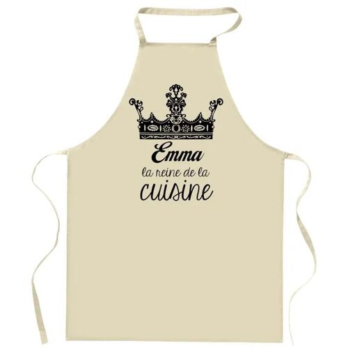 Planetee Tablier Emma Reine De La Cuisine | Cadeau Original Prénom Pour Cuisinière | Vêtement Blouse Protection Pour Cuisine
