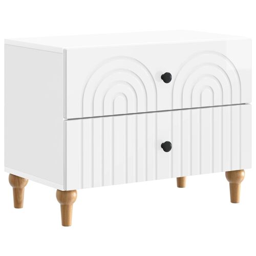vidaXL Cabinet de chevet avec tiroir Blanc brillant 62 x 34,5 x 48 cm