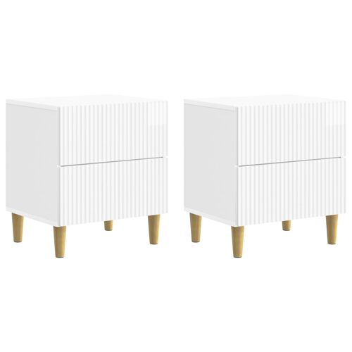 vidaXL Cabinet de chevet 2 pcs Blanc brillant 43 x 34,5 x 48 cm