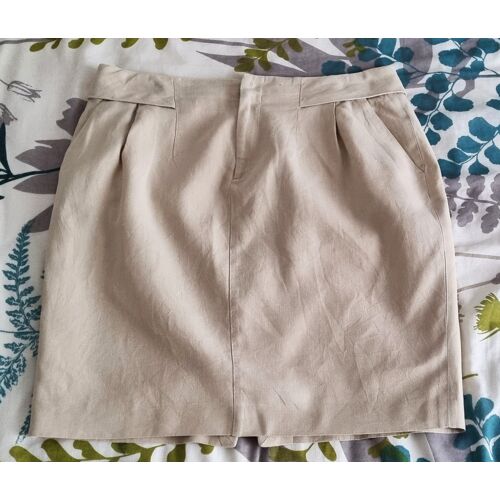 Jupe Comptoir Des Cotonniers Taille 42 Beige Lin Et Coton Tbe
