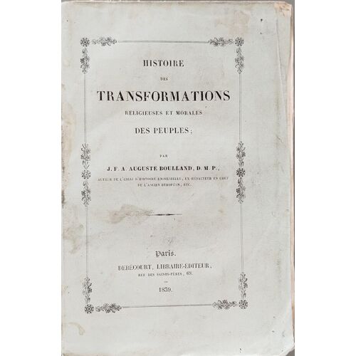 Histoire Des Transformations Religieuses Et Morales Des Peuples