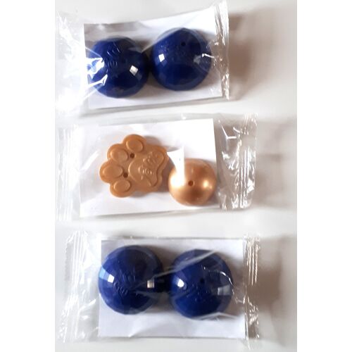 Lot De 3 Jouets Pour Chat : 2 Balles Disco Bleues + 1 Culbuto Beige - Jouets En Plastique Félix Sous Cellophane
