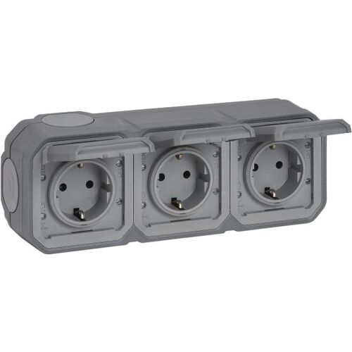 Legrand Plexo NEW APWG 069743L Schuko-Steckdose 3fach IP44 Grau 5 (069743L)