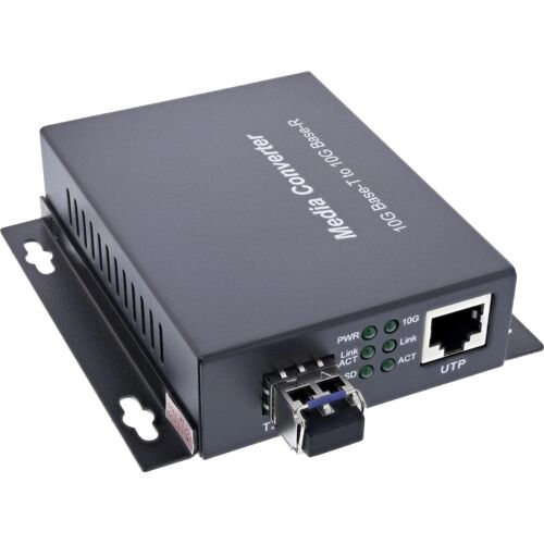 InLine Netzwerk Media Konverter 10Gb/s TP zu SFP+ LWL fuer LC Duplex SM (66659F)