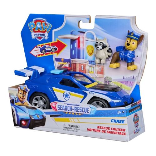 PAW Patrol - Pat Patrouille - Véhicule Figurine Chase Search & Rescue Mission Détectives - Voiture Figurine À Collectionner - Pat Patrouille Jouet - Voiture Enfant - Jouet Enfant 3 Ans Et +