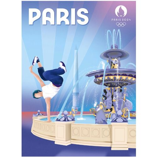 Affiche Jo Officiel Place De La Concorde, Multi Couleurs Editor L.40 X H.30 Cm