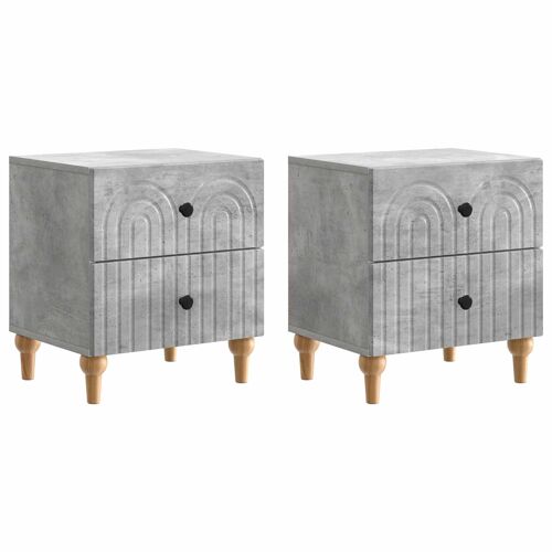 vidaXL Cabinet de chevet 2 pcs Gris béton 43 x 34,5 x 48 cm