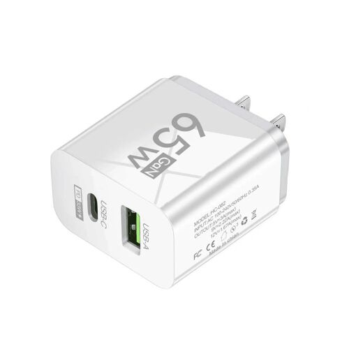 65W GaN USB chargeur Type C charge rapide adaptateur de chargeur de téléphone portable pour iPhone Xiaomi Samsung Huawei ue/US prise chargeur mural Type de prise - White US
