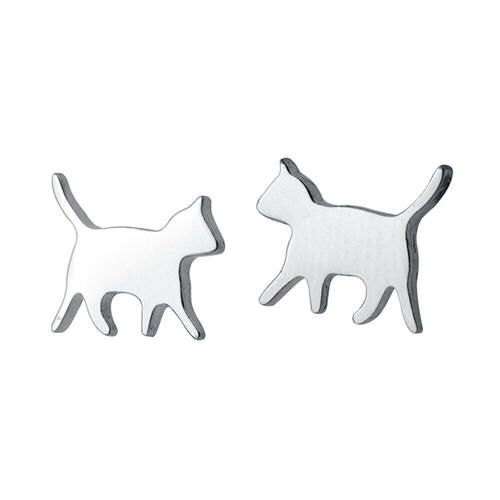 6 Pièces Coupe Petite Course À Pied Assis Chat Boucles D'oreilles Goujons Animal Argent Placage Bijoux