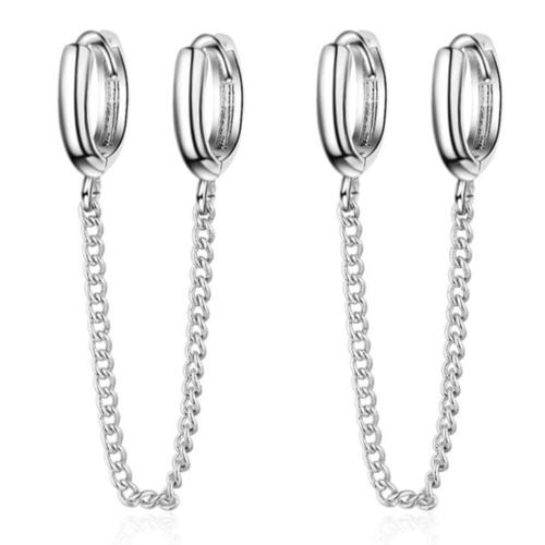 Pièces Cuivre Double Oreille Trou Lien Chaîne Cerceau Boucle D'oreille Pour Femmes Oreille Bijoux Accessoires Cadeau