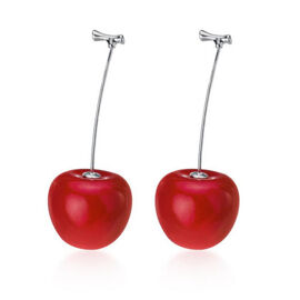 Placage D'argent Charms Fine Fruit Cherry Stud Boucles D'oreilles Pour Femmes Boucles D'oreilles Bijoux