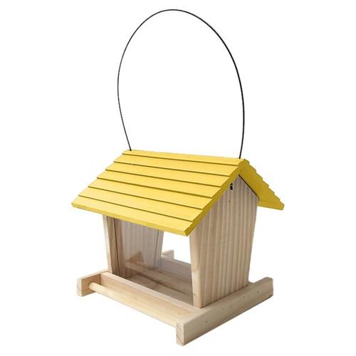 Mangeoire À Oiseaux Décor De Jardin En Bois Distributeur De Nourriture Pour Oiseaux Sauvages Maison D'oiseau En Bois Avec Toit Maison Jardin Décoration De Cour | Cages Et Nids D'oiseaux