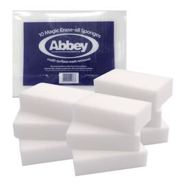 Abbey 10 Éponges Gommes Magiques | Nettoyage Multi-usages | Élimination Des Taches Tenaces | Pour Cuisine, Salle de Bain, Vitres, Carrelage et Ustensiles | Durable et Réutilisable