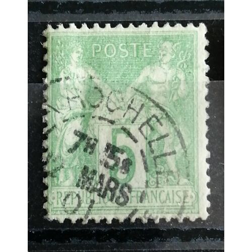 France N°102 Sage 5c Vert Jaune Type 1