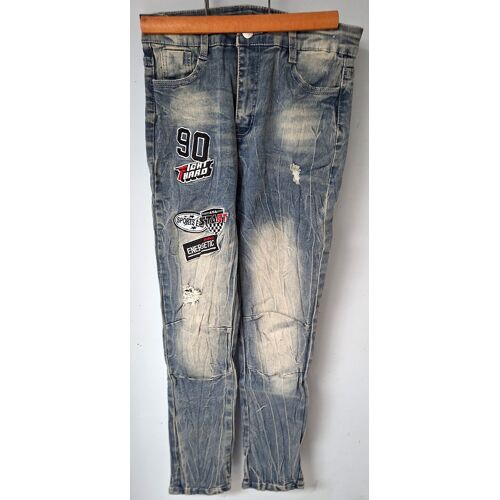Pantalon Jean Imprimé Et Déchiré - 13 Ans