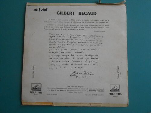 Gilbert Becaud " Quand Tu Danses" 33 Tours 25 Cms La Voix De Son Maitre Fdlp 1013 Medium