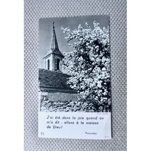 Ancienne Image Pieuse, Image Religieuse Eglise Et Arbre En Fleurs. Psaumes .Image Dédiée À Ste Maxime Pour Pâques.