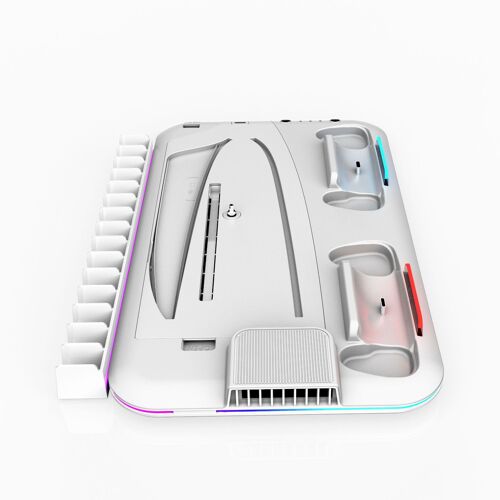 QILIN Support de Refroidissement pour PS5 / PS5 Slim / PS5 Pro, Station de Charge Manettes avec Rangement Jeux et Casque, Accessoire Complet pour Console PlayStation 5