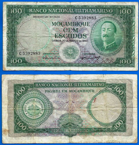 Mozambique 100 Escudos 1961 Sans Surcharge Billet Afrique Animal