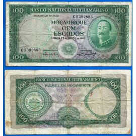 Mozambique 100 Escudos 1961 Sans Surcharge Billet Afrique Animal