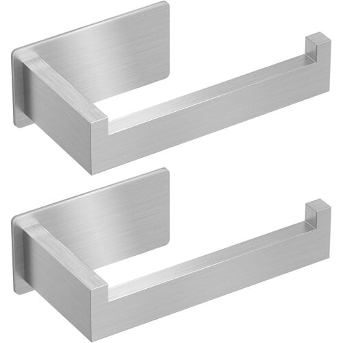 KALANKA-2PCS Porte Papier Toilette sans Perçage, SUS304 Acier Inoxydable Antibactérien, Support Papier Toilette Mural Fixation Adhésive pour Salle de Bain et Cuisine(Verre, Carrelage, Marbre), Argent