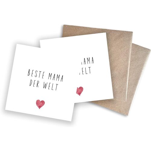 KALANKA-Lot de 2 cartes de v?ux avec enveloppes « Beste Mama der Welt » - Avec enveloppes - Motif c?ur rouge - Pour la fête des mères, un anniversaire ou comme remerciement pour la meilleure mère