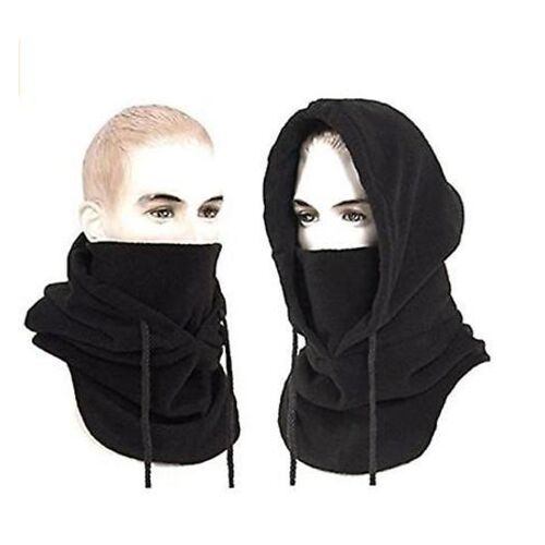Sports De Plein Air Couvre-Chef Coupe-Vent Et Froid Polaire Épaissie Polaire Polaire Chaud Chapeau Masqué (Noir)