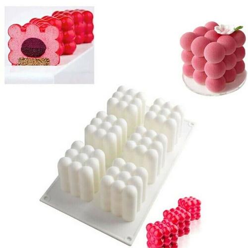 Cavités 3d Cube Bougie Plâtre Moules Silicone Carré Bubble Cake Dessert Moule