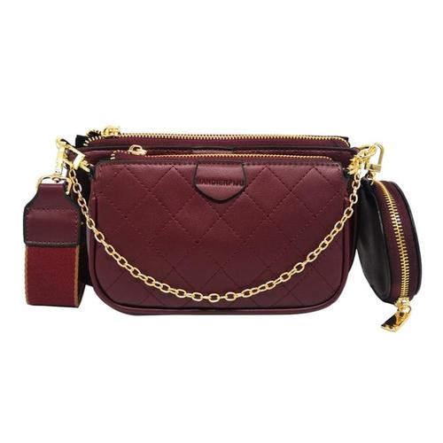 Wild Messenger Sacs à Bandoulière Femme Mode Lettre Rabat Plaid Chaînes Fermeture Éclair Sacs à Main pour Femme Casual Bandoulière Sacs Dames Fourre-Tout|Sacs à Poignée Supérieure (Rouge)