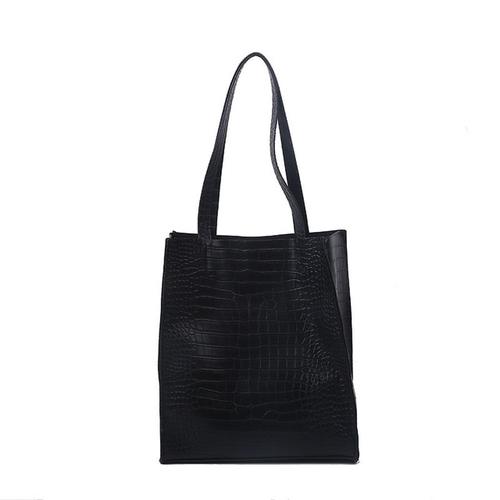 SMOOZA Mode Femmes Sacs Casual Totes Sac New Alligator Cuir Épaule Sacs À Main Wild Lady's Bag Grande Capacité Shopper Totes|Sacs À Bandoulière (Noir)