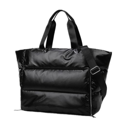 Sac à bandoulière noir grande capacité pour femme sac en nylon imperméable coussin d'espace sac en plumes de coton grand sac à bandoulière (42 cm * 31 cm * 23 cm)