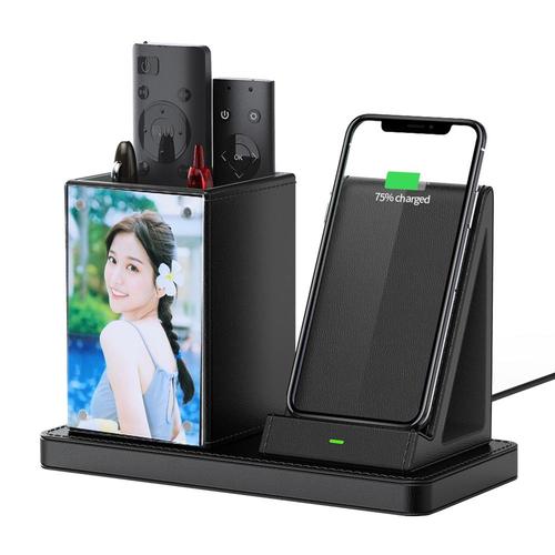 Porte-stylo avec support de charge sans fil Station de charge sans fil Organisateur de bureau de papeterie de bureau