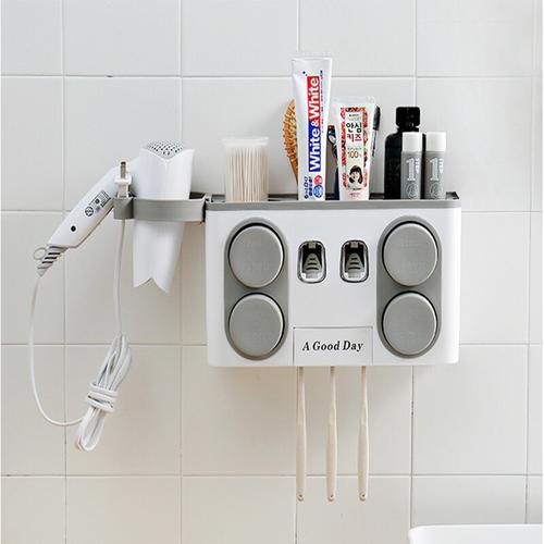 32 cm nouveau porte-gobelet pour brosse à dents support mural boîte de rangement distributeur dentifrice presse-agrumes accessoires de salle de bain | porte-brosse à dents et porte-dentifrice